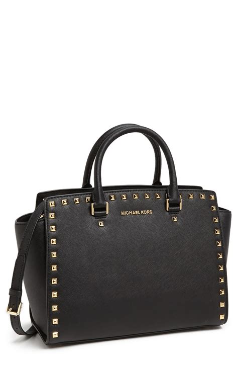 michael kors selma large satchel luggage|michael kors selma medium black.